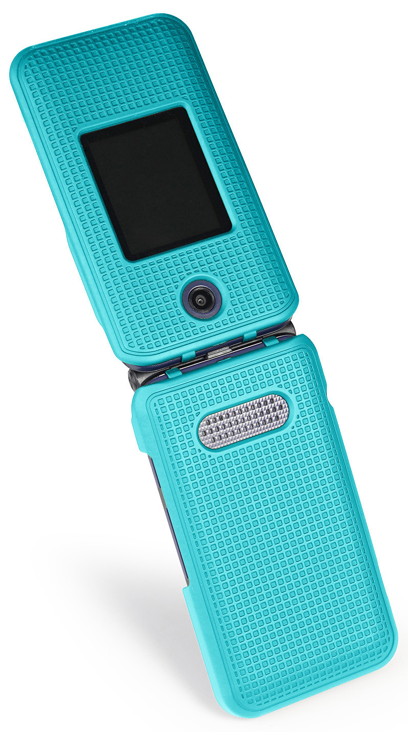 Grid Texture Case Slim Hard Cover for Cingular Flip IV 4 Phone, Cricket